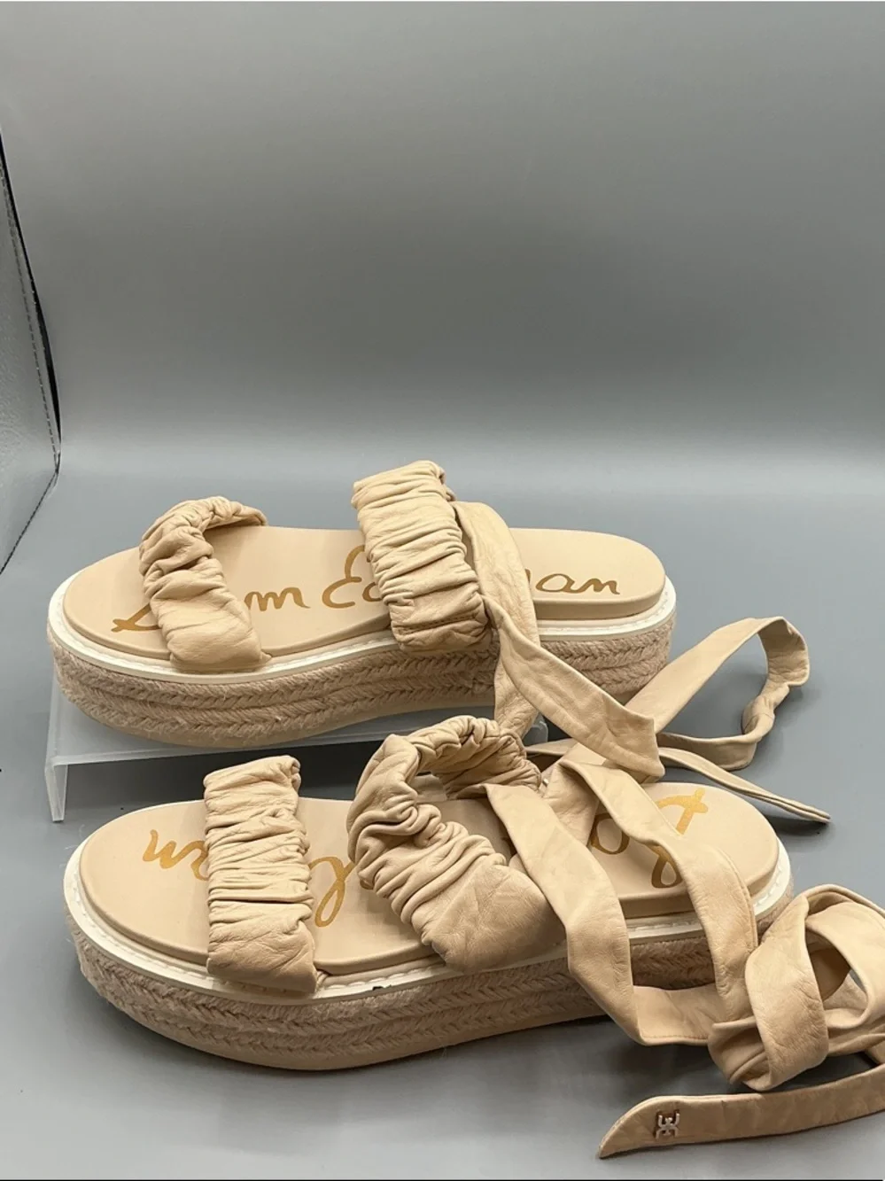 Sam Edelman Womens Kerin Platform Sandals, sand, ankle wrap, size 6